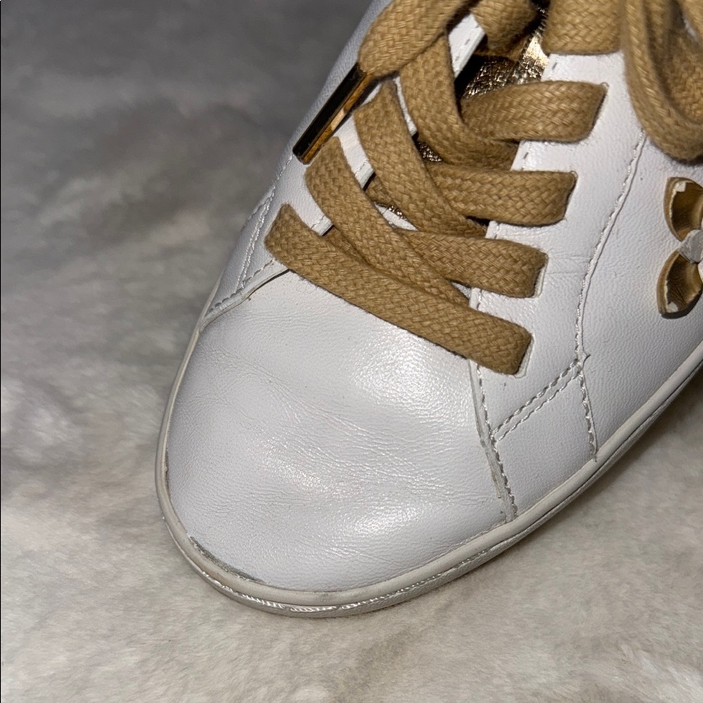 Michael Kors White and Gold Leather Sleek Sneakers - Picture 13 of 14